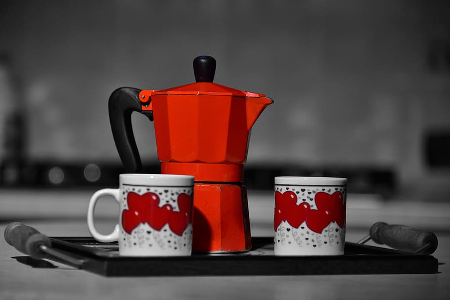 Coffee, Moka, Breakfast, Bialetti, cup, drink, heat - Temperature, red, coffee - Drink, tea - Hot Drink