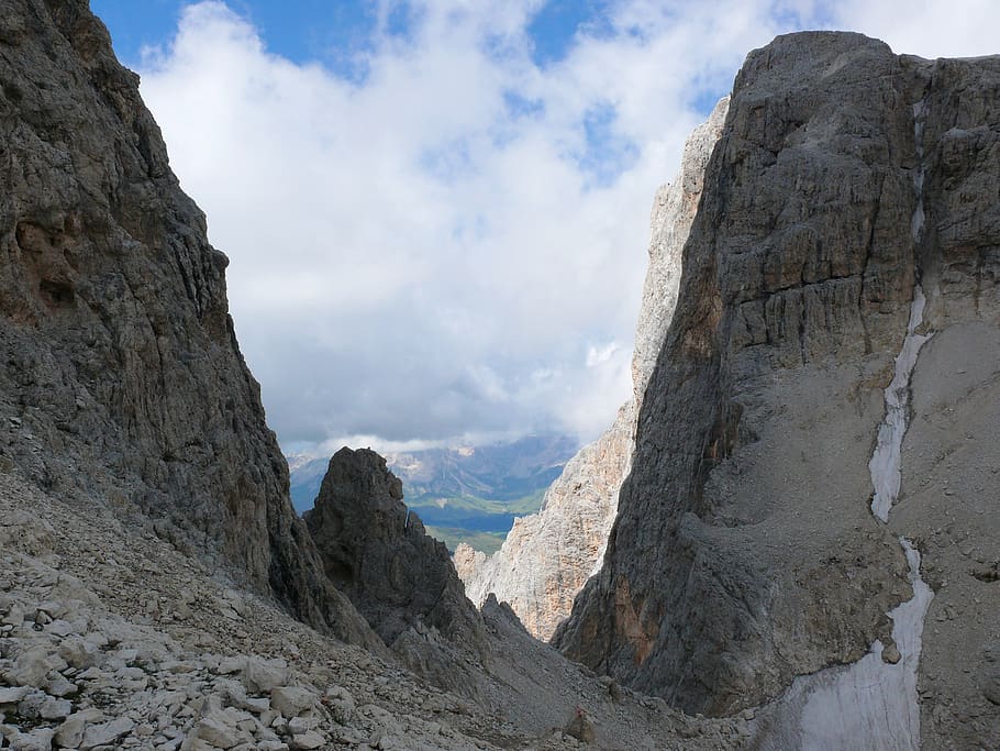 mountains, dolomites, trentino, rock, sky, rock - object, cloud - sky, mountain, rock formation, solid