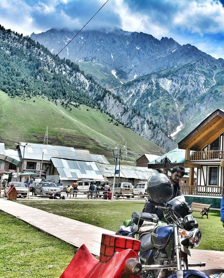 Biker, Kashmir, India, Highway, Mountain, travel, pass, range, road, himalaya