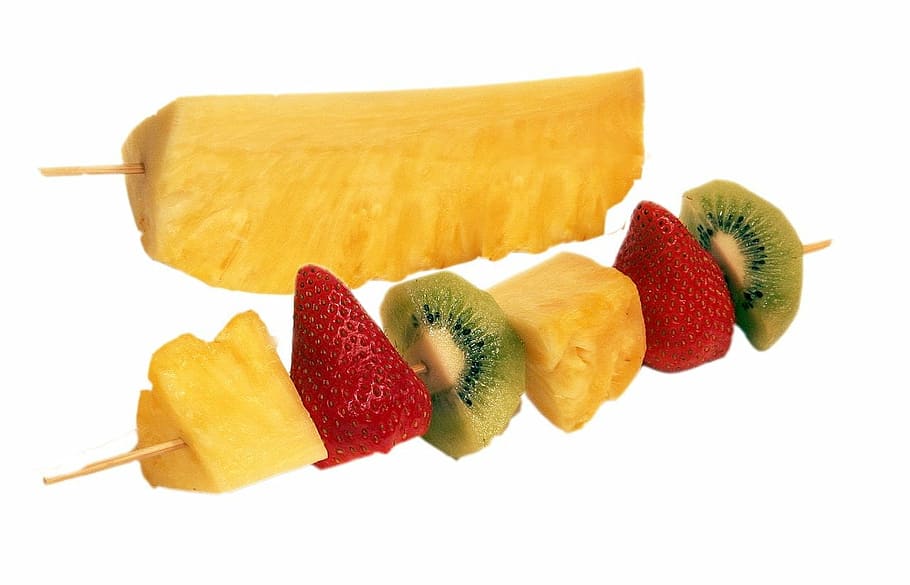 buah-buahan, tusuk sate buah, buah, manis, lezat, sehat, vitamin, warna-warni, makanan, makan