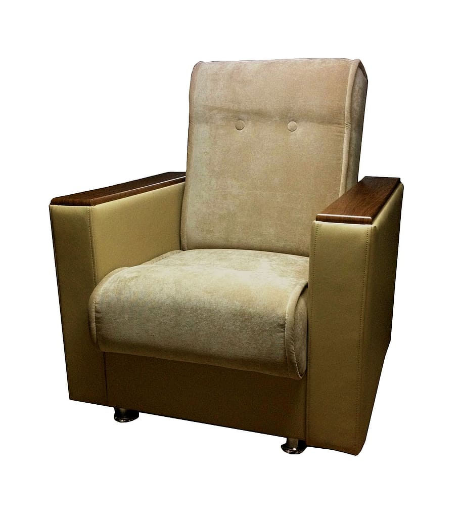 marrón, ilustración de sillón de tela, sillón, muebles tapizados, interior, fácil, hermoso, muebles, sin patrón, reposabrazos