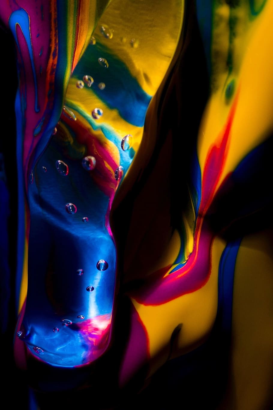 close-up photo, multicolored, abstract, art, gel, paint, multi colored, water, close-up, backgrounds