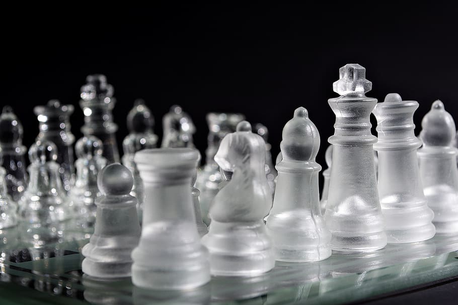 chess, glass, board, white, strategy, tower, 3d, lady, figure, runners