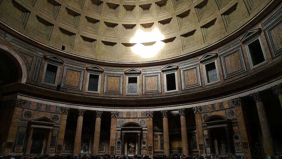 panteón, rotonda, cúpula, arquitectura, interior, lugar famoso, historia, panteón - Roma, estructura construida, vista de ángulo bajo