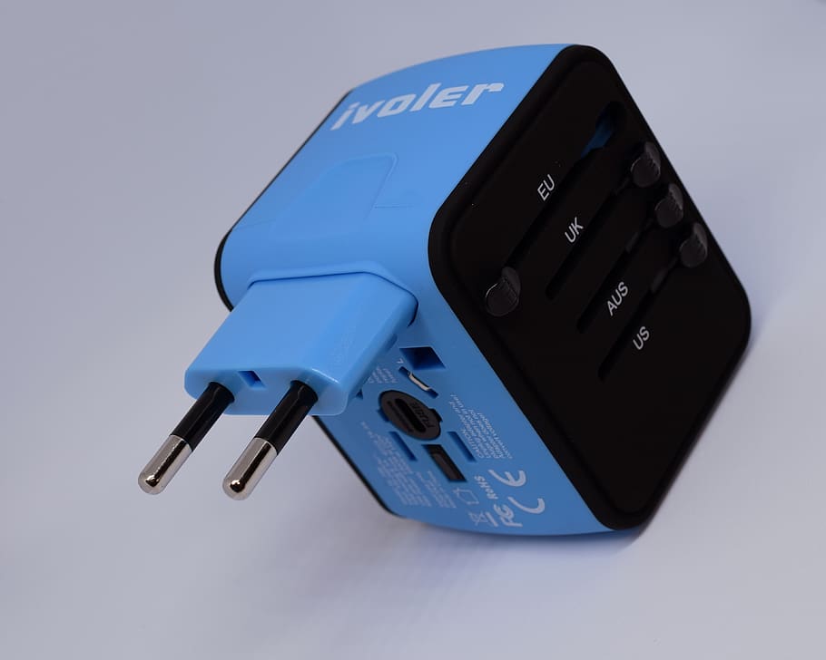 travel adapter, plug, charging plug, charger, socket, power supply, usb, usb plug, cable, connection
