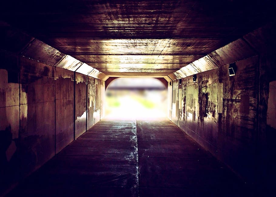 トンネル経路, トンネル, 光, 都市, 暗い, 廊下, 建築, 地下, 古い, 屋内