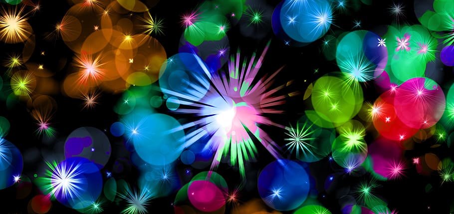 multicolored, sparks, circles illustration, star, celebration, drive, background, balloon, colorful, color