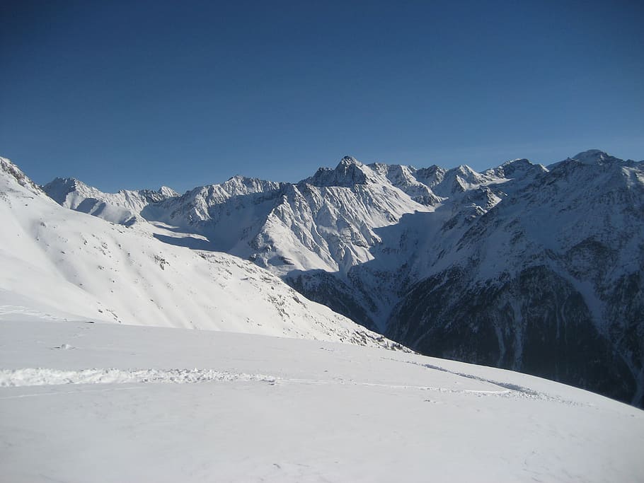 montañas, cubiertas, nieve, durante el día, sölden, invierno, deportes de invierno, snowboard, esquí, montaña