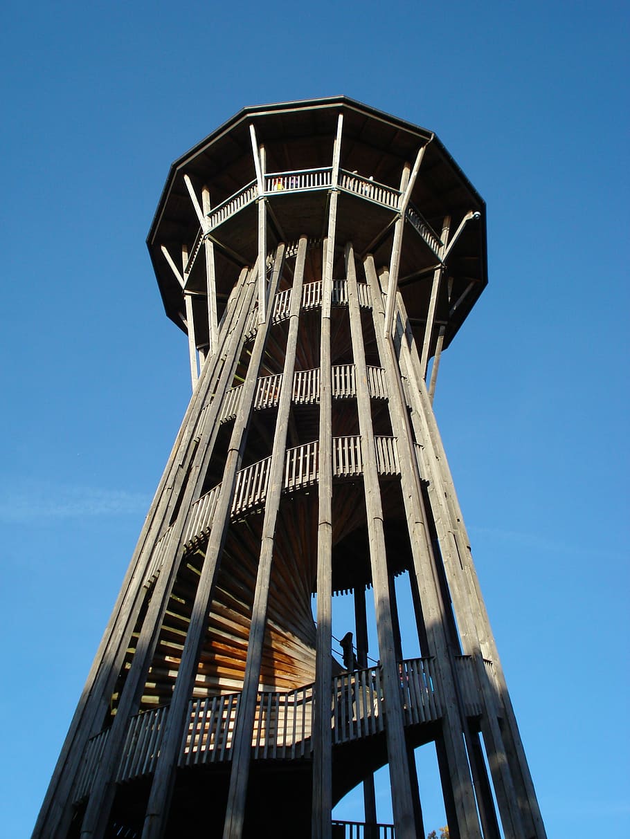 タワー, サウバリン, ローザンヌ, スイス, 木製タワー, 階段, 木材, 市場, 建築, 空