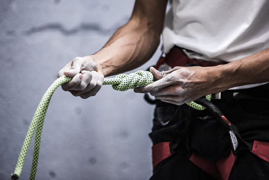 climbing, rope, hands, person, holding, man, indoors, sport, athlete, exercise