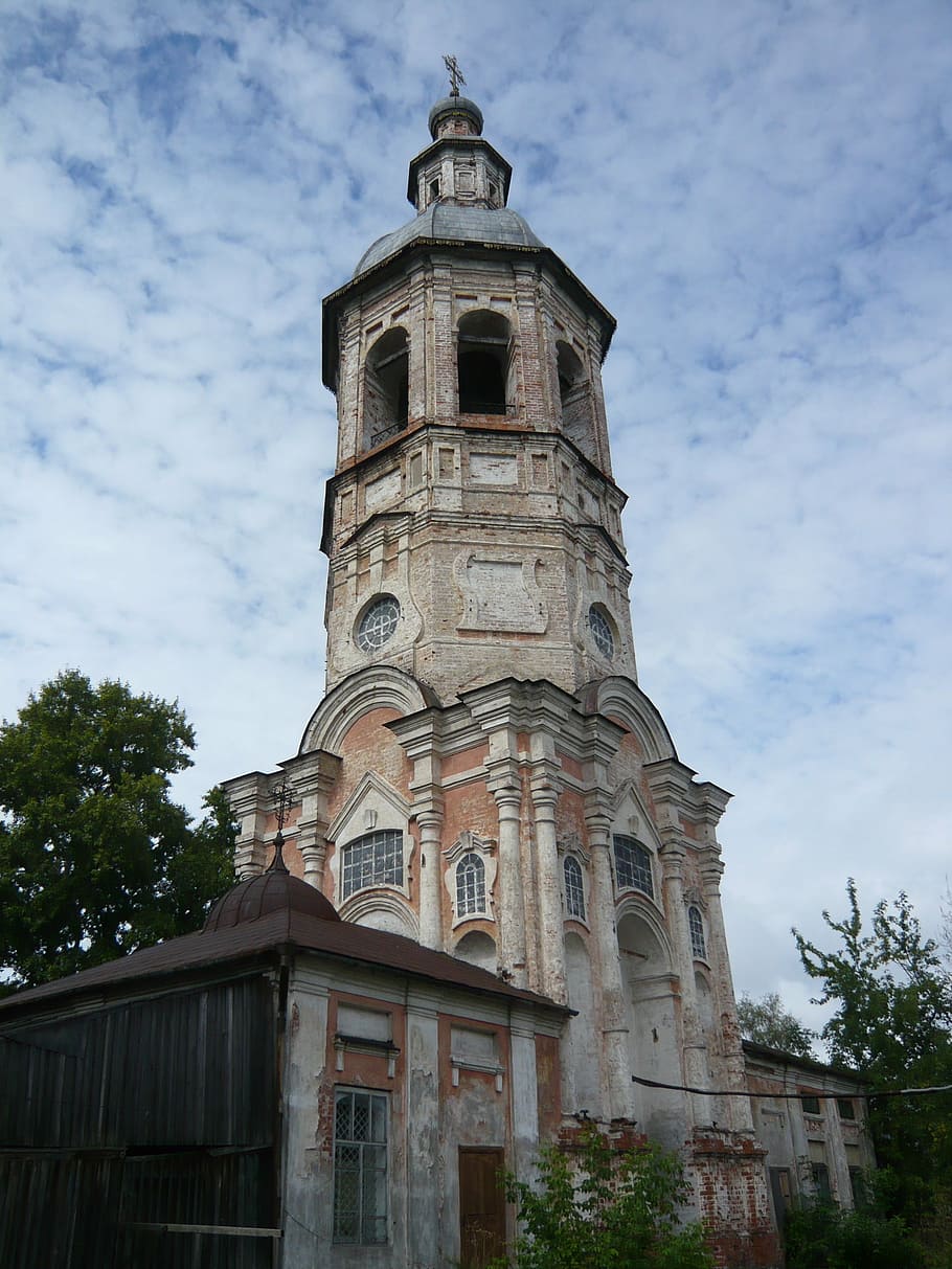 ベルタワー, voskresenskay教会, ostashkov, 記念碑, 尖塔, 建築, 建物, 構築された構造, 建物の外観, 空