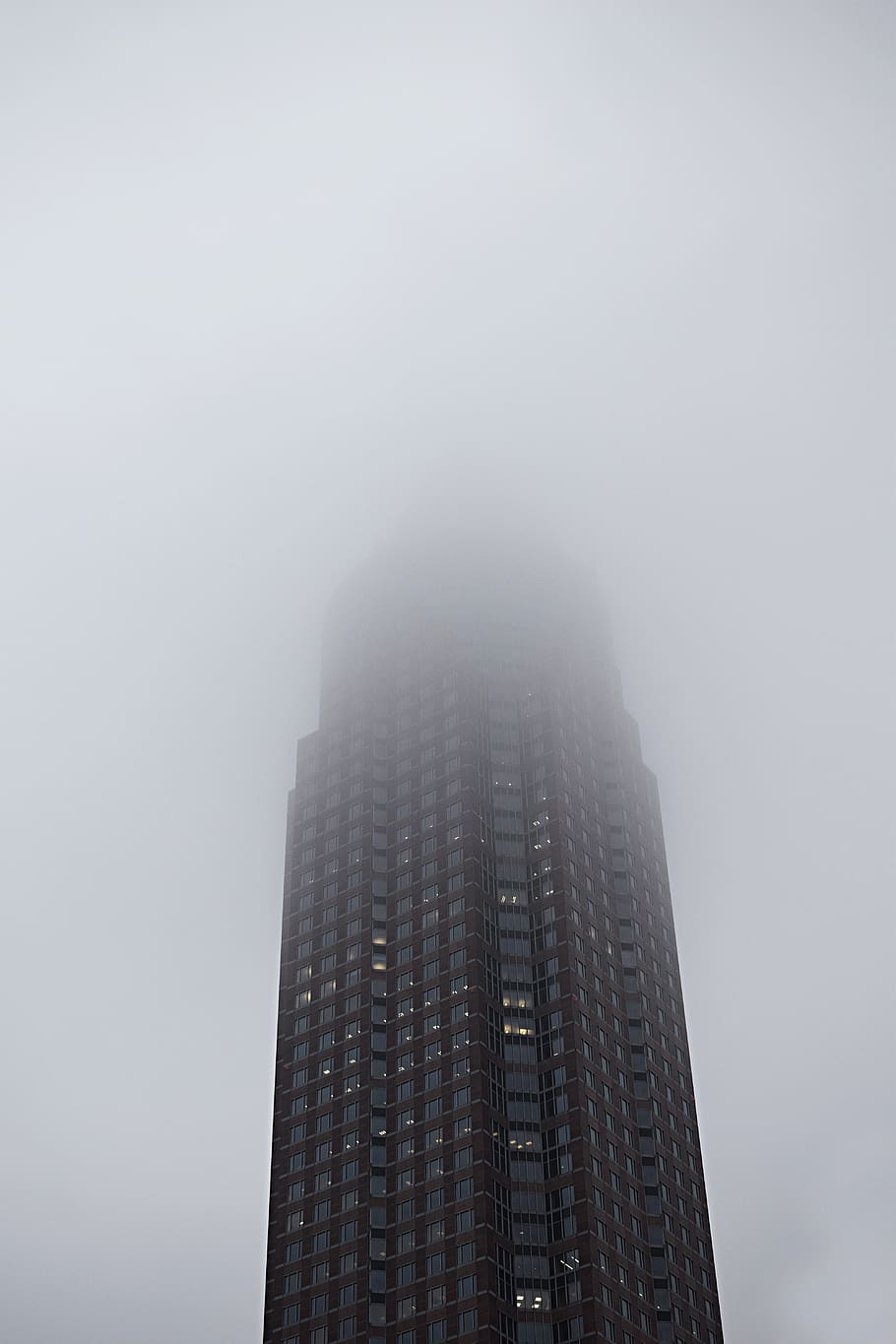 fair, frankfurt, fog, rain, skyline, skyscraper, messeturm, architecture, modern, office building