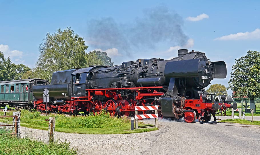 steam locomotive, museum locomotive, museum train, day, netherlands, apeldoorn-beekbergen, railway museum, german rekolok, br52, br 52