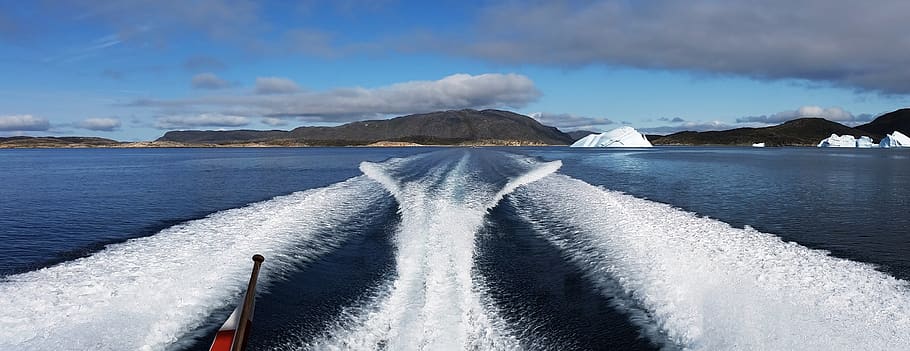 Groenlandia, fiordo, icebergs, agua, nube - cielo, mar, cielo, pintorescos - naturaleza, belleza en la naturaleza, montaña