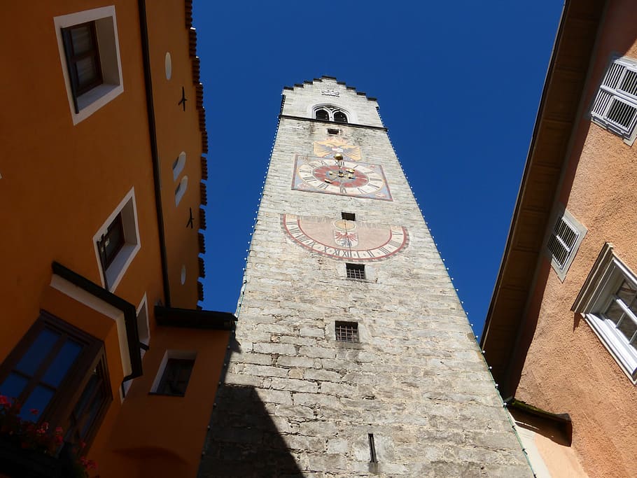 sterzing, south tyrol, clock tower, building, old town, north italy, tourism, bell tower, architecture, steeple