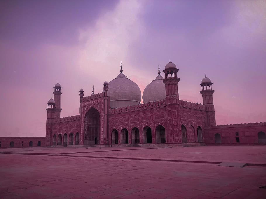 mesquita de badshahi, mesquita, paquistão, muçulmano, islão, islâmico, histórico, céu, arquitetura, ponto de referência