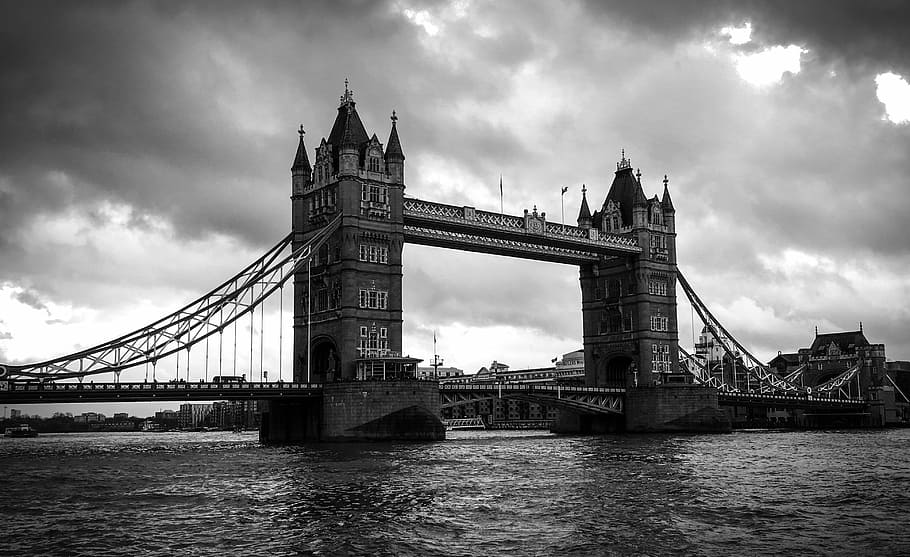 Londres, viaje, Reino Unido, efectos, bandera, famoso cuadrado, Támesis, antiguo, Tower Bridge, el río Támesis