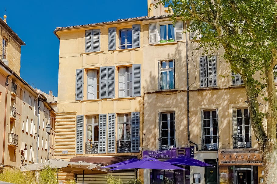 architecture, building, house, facade, window, colorful, ancient, old, aix-en-provence, provence