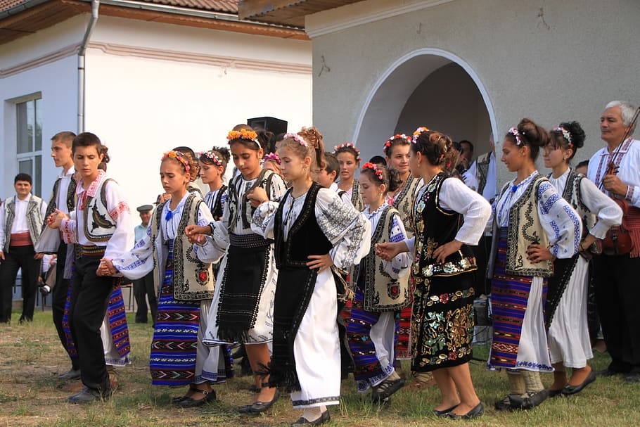 anak-anak, menari, ansambel, folk, gorj, izvorasul, negomir, orang-orang, raci, Rumania