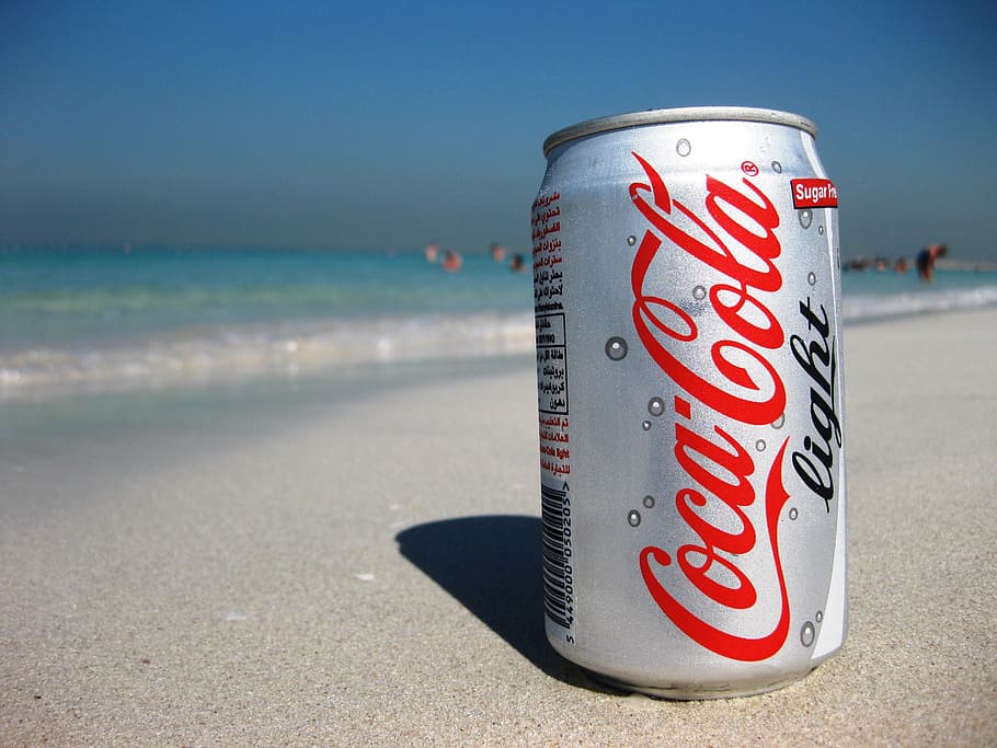 close-up photography, coca-cola light, beach, soft drinks, drink, sand, sandy beach, dubai, shadow, water