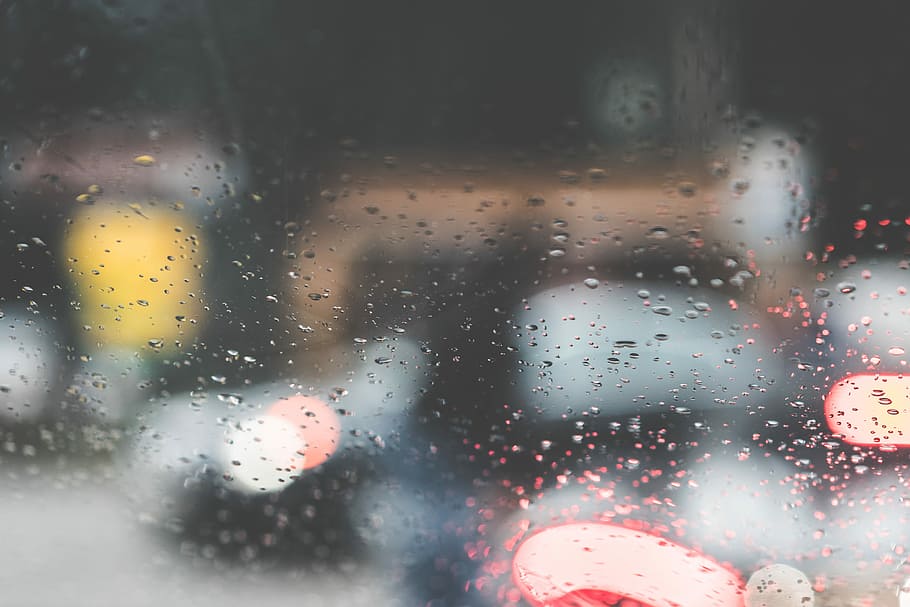 lluvia, gotas, parabrisas del coche, lluvioso, día, coche, parabrisas, día lluvioso, resumen, autos