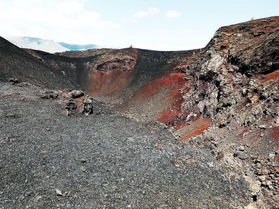 nature, volcano, crater, grit, lava, landscape, craters of the moon, national park, ash, sky