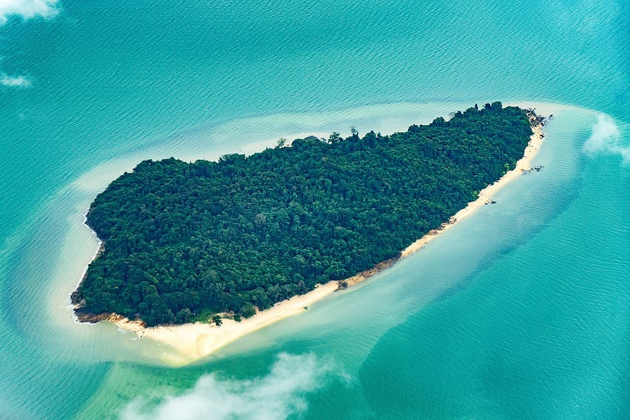 aerial, photography, island, daytime, tropical, tropical island, beach, ocean, sea, travel