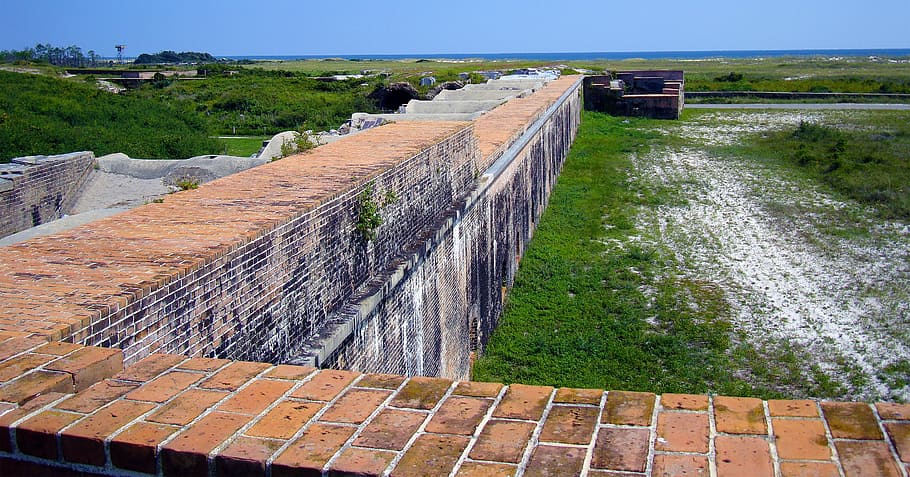 wall, bricks, military fort, exterior, brick wall, fort pickens, fortify, historical, historic, fort