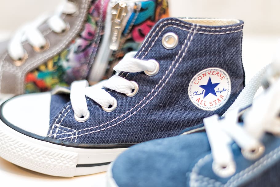 Converse All Star, Sneakers, converse, children, children's shoe, shoes, sewing, selective focus, indoors, close-up