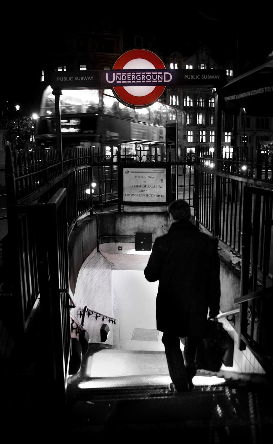 selective, color, underground, signage, london, metro, tube, subway, man, shade