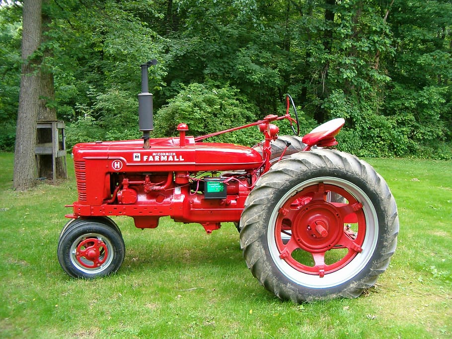 tractor, farmall h, rural, país, agricultura, granja, natural, verde, agrícola, paisajes