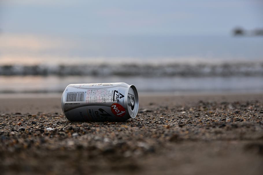 natural, landscape, sea, beach, wave, sand, empty cans, selective focus, water, land