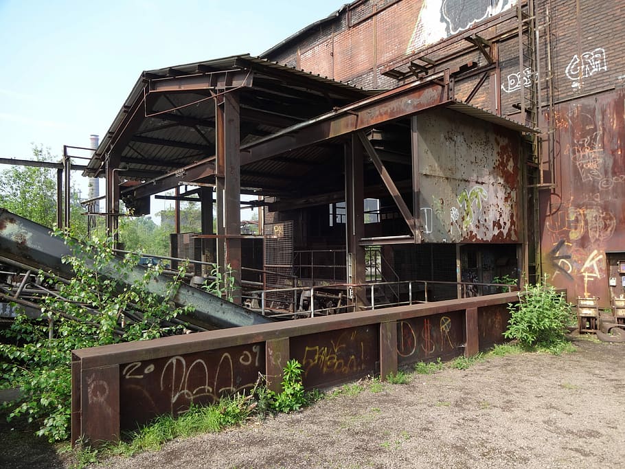 Duisburg, Fábrica, Edificio, edificio de la fábrica, parque, área del ruhr, Renania del Norte Westfalia, Alemania, estructura construida, abandonado
