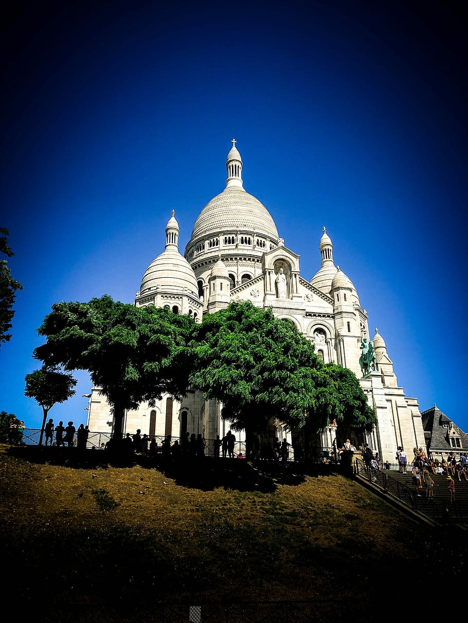 Basilica, Sacred Heart, Paris, France, paris, france, blue sky, summer, beautiful, dome, architecture