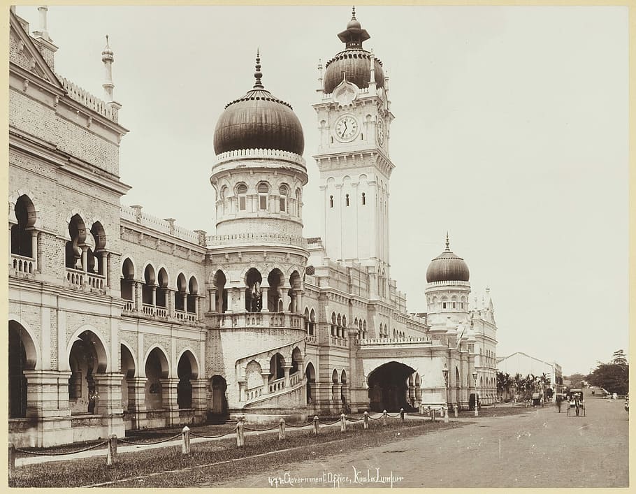 Sultan Abdul Samad Building, Kuala Lumpur, Malaysia, 1900, photos, public domain, vintage, black And White, famous Place, architecture