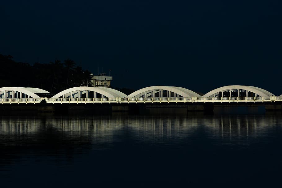 chennai, bridge, reflection, nature, travel, water, lake, panoramic, sky, architecture
