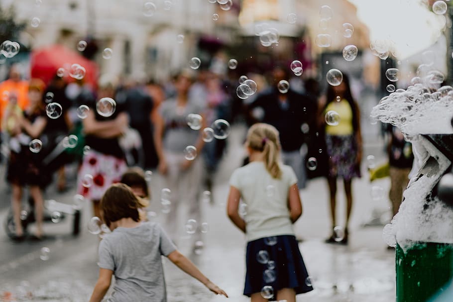 soap, bubbles, city, show, town, lodz, łódź, Poland, crowd, Piotrkowska