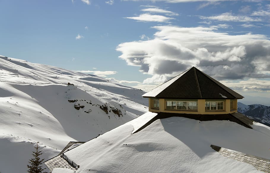Neve, Telhado, Montanha, Inverno, Casa, céu, tapete, branco, natureza, Alpes europeus