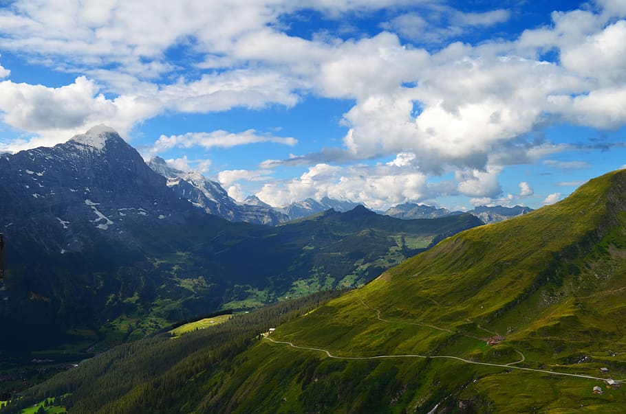 nature photography, mountain, clouds, alpine, switzerland, panorama, eiger, virgin, first, grindelwald