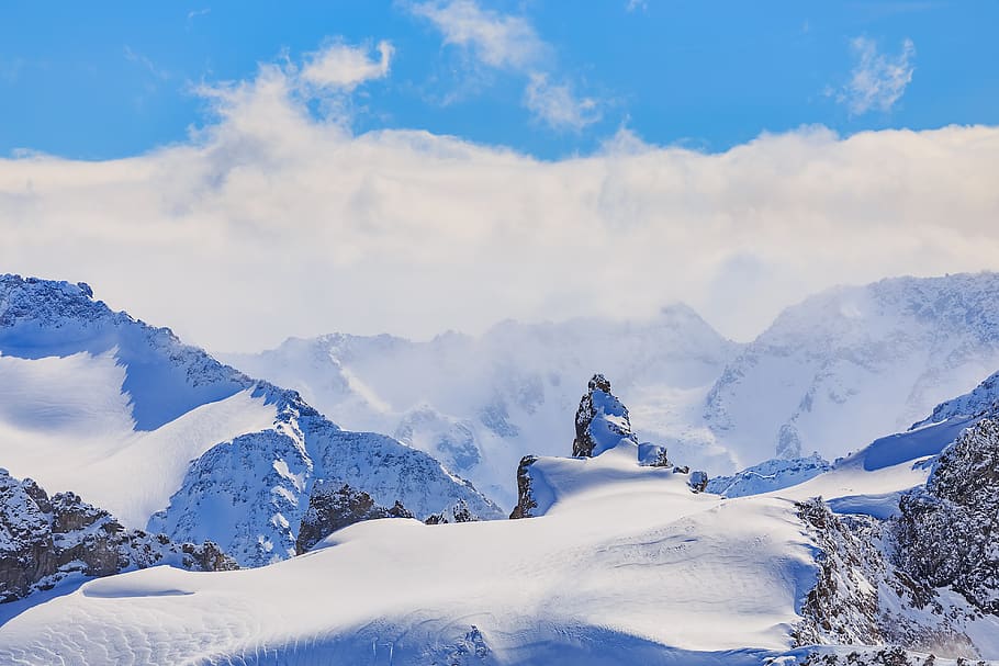 Titlis, Alps, Swiss Alps, alpine, perjalanan, tujuan perjalanan, Swiss, musim dingin, pemandangan, gunung