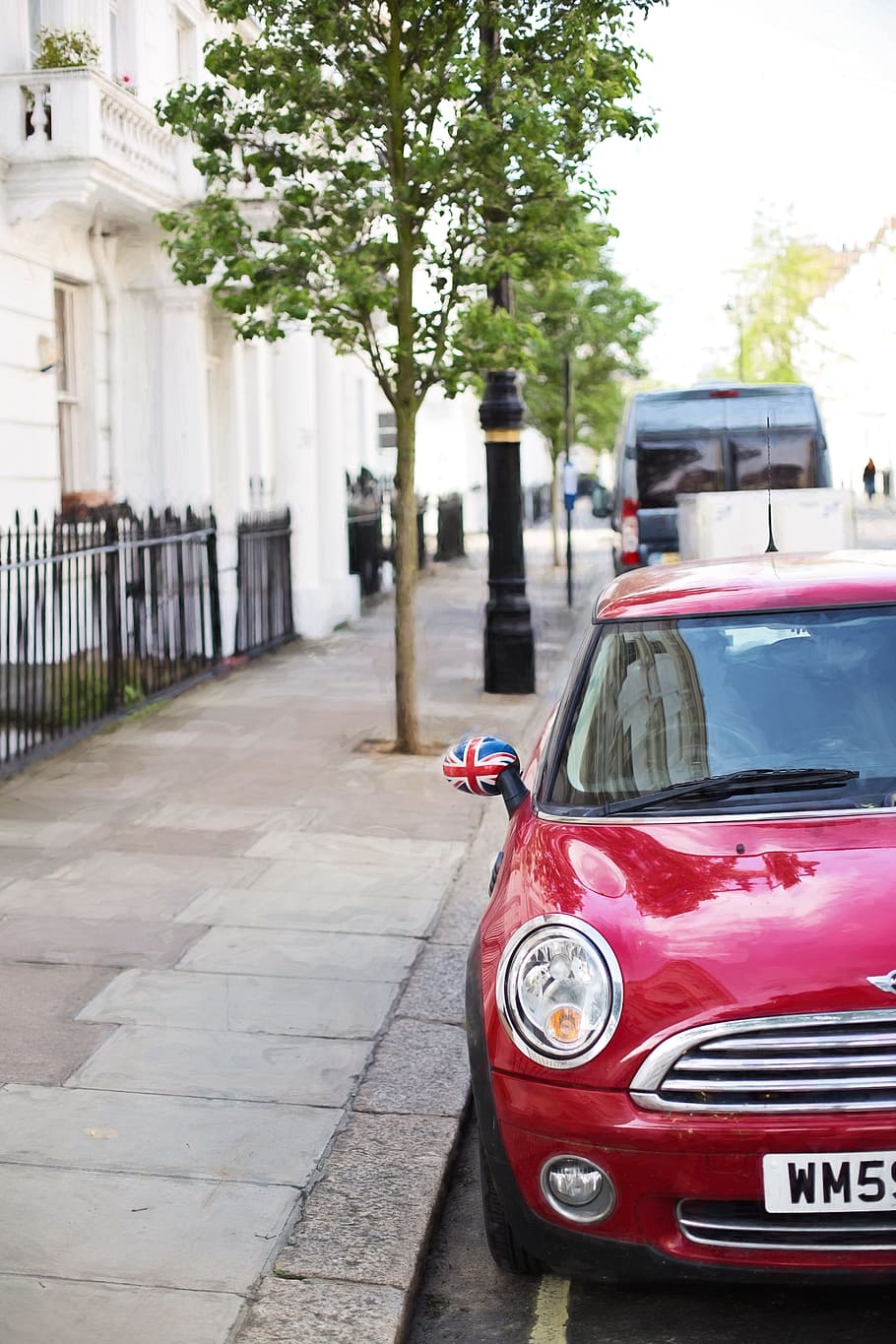 merah, diparkir, abu-abu, atas, jalan, siang hari, Mini Cooper, jalan atas, london, inggris