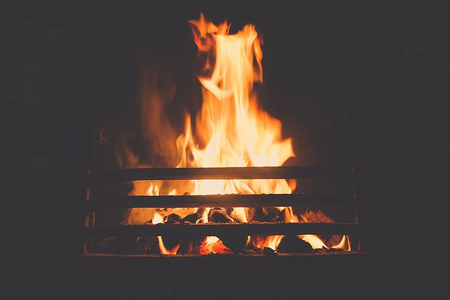 red fire, fire, fireplace, flame, hot, burn, heat, warm, warmth, heating