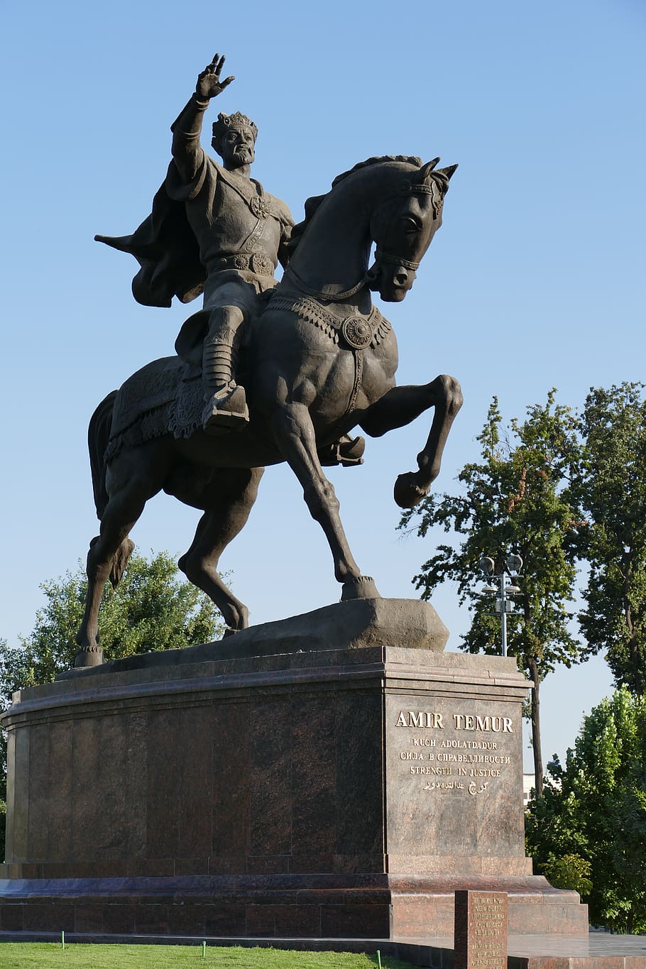 uzbequistão, tashkent, capital, ásia central, estrada da seda, monumento, figura, estátua, cavalo, reiter