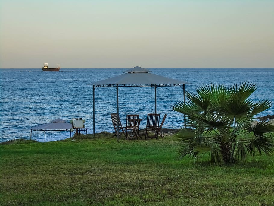 cyprus, paphos, hotel, kiosk, shipwreck, water, sky, sea, land, scenics - nature