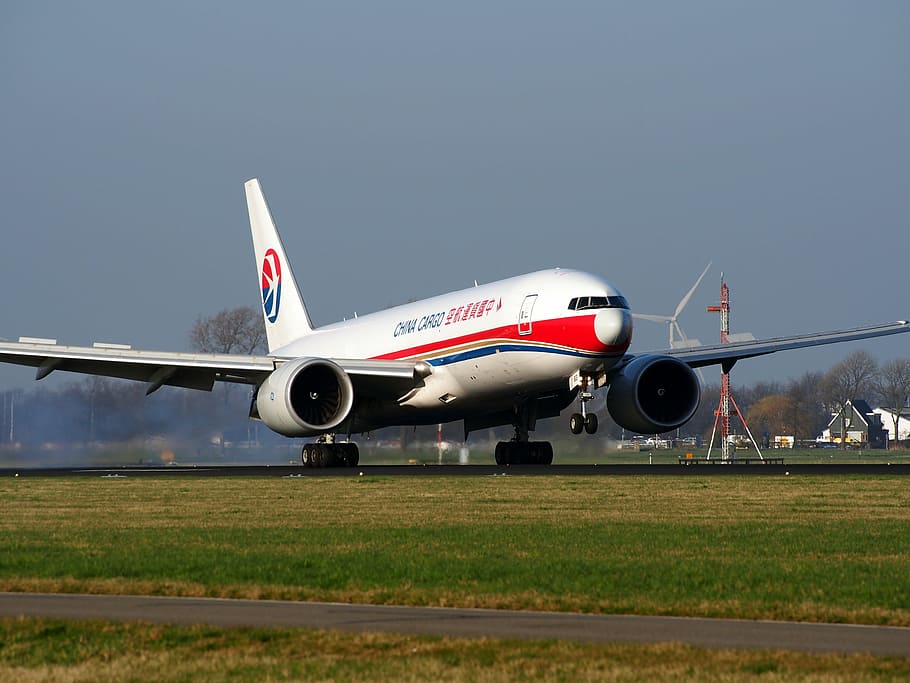 China Cargo Airlines, Boeing 777, avión, aterrizaje, aeropuerto, transporte, aviación, jet, vehículo aéreo, modo de transporte