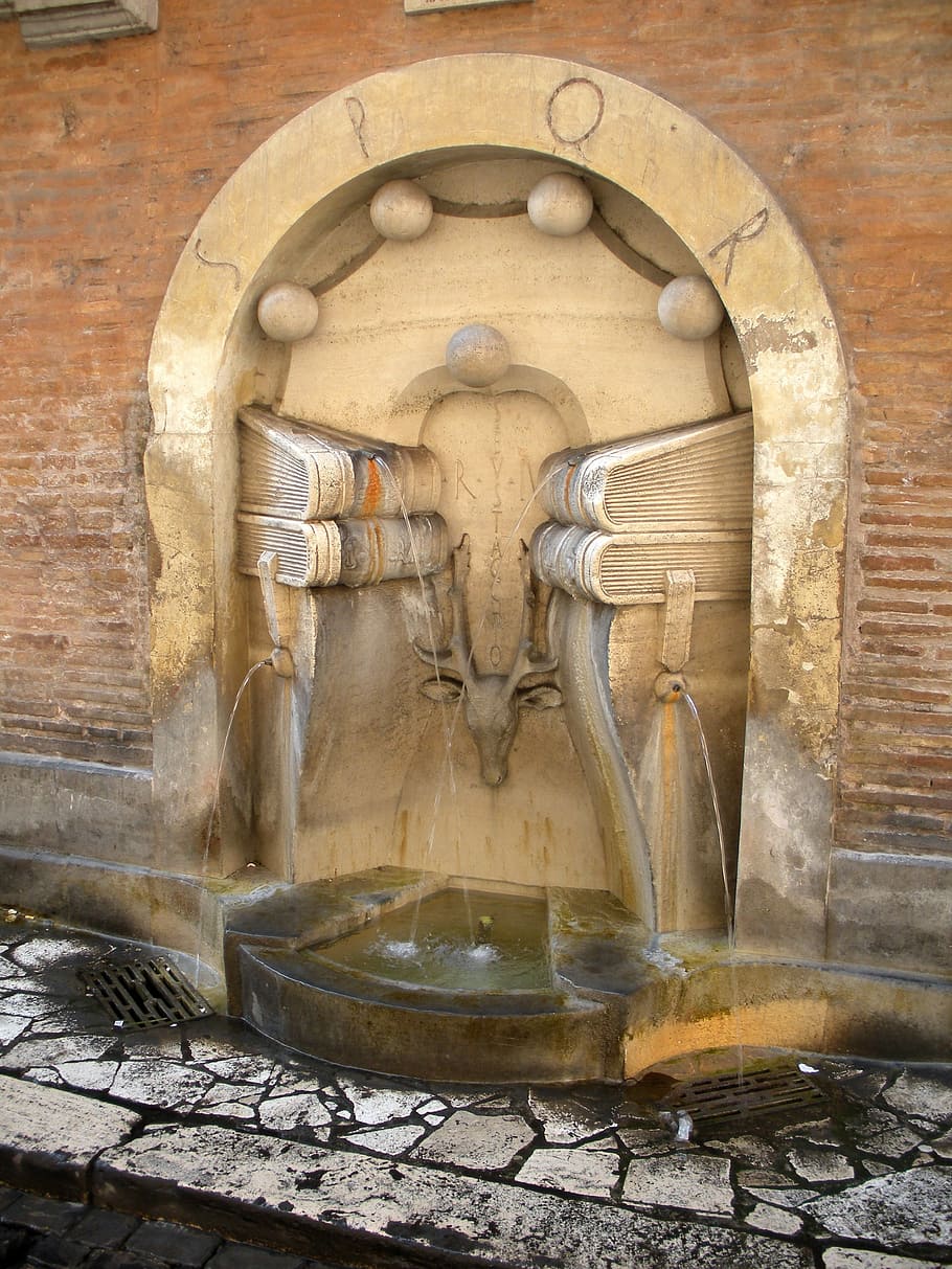 Fontana, Buku, Kota, Roma, Italia, ibukota, air, saluran air, bangsal, agama