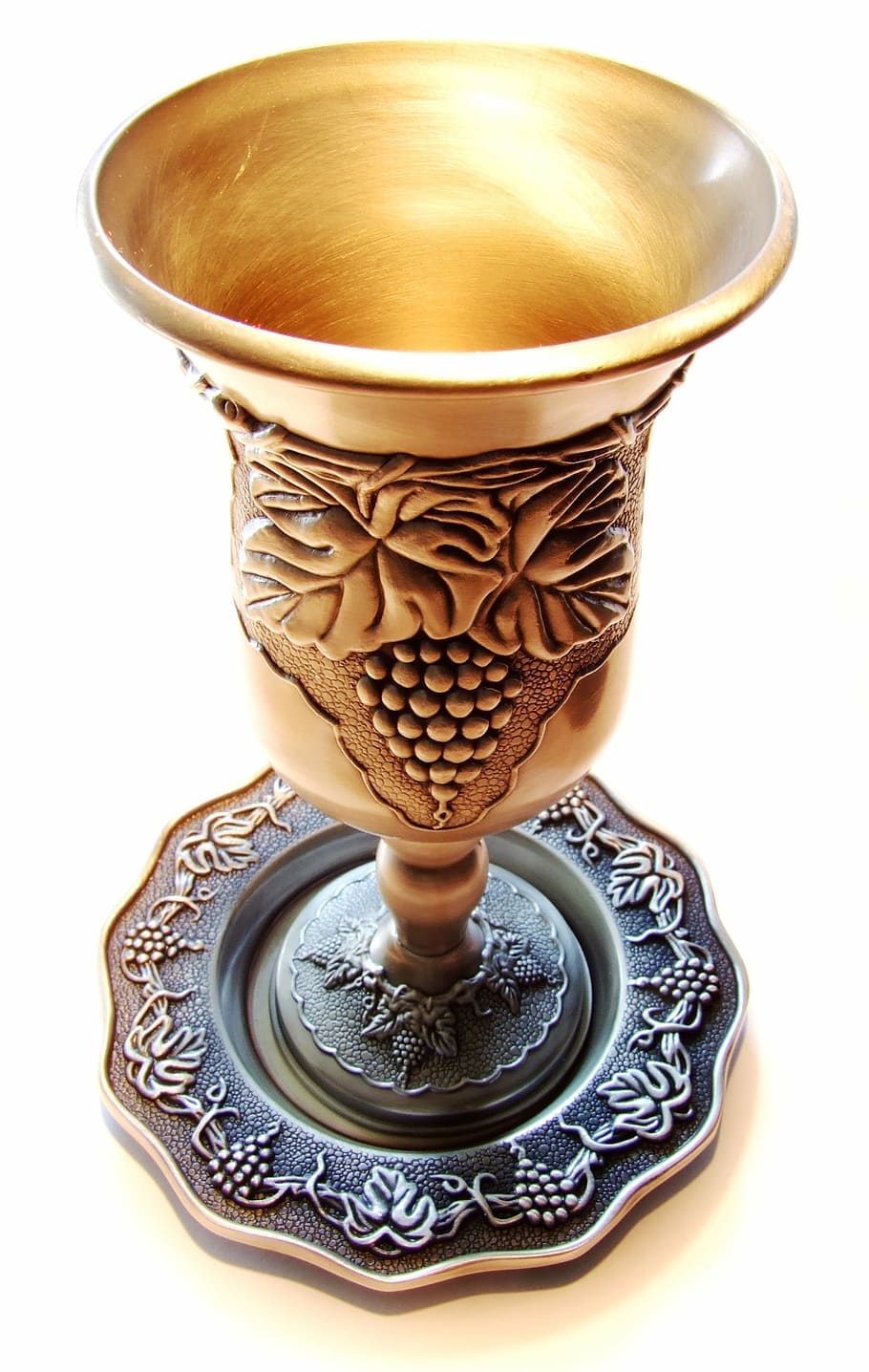 brass goblet, white, background, cup, wine, kiddush, jewish, judaism, synagogue, sacral