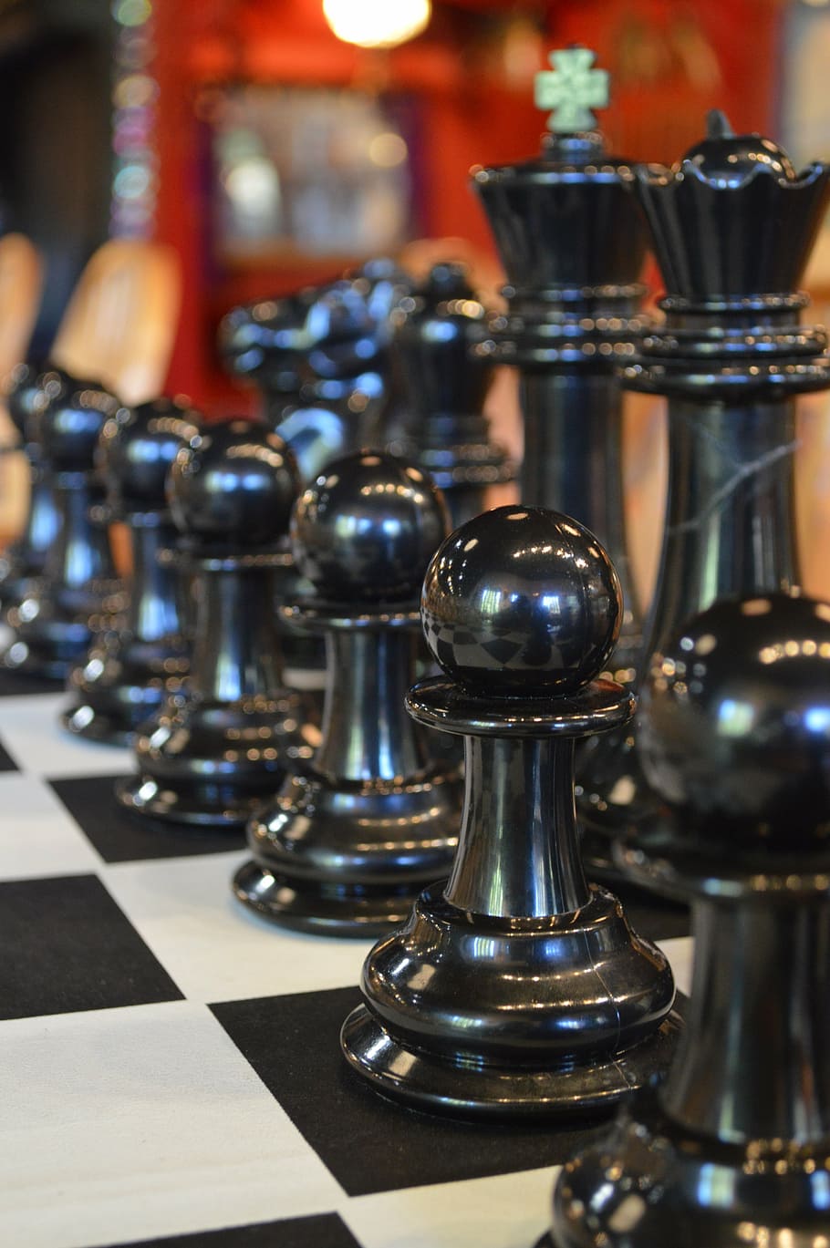 浅い, フォーカス写真, チェスの駒, チェス, チェス盤, 黒, ゲーム, 戦略, ボード, 競争