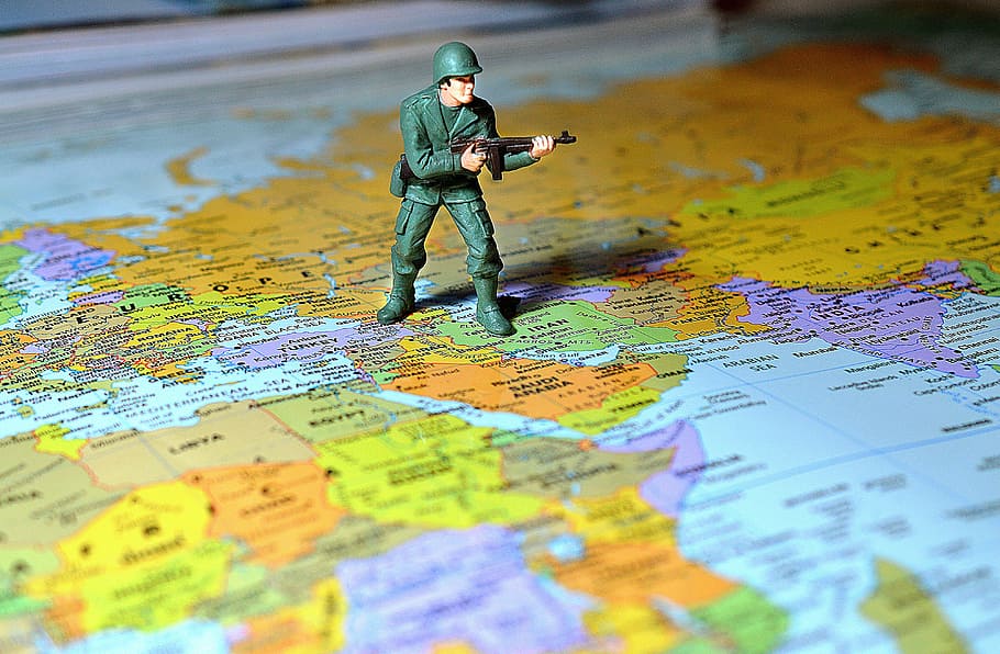 Soldado figura de juguete de plástico, Soldado, Mapa, Oriente Medio, Ejército, Guerra, militar, arma, fuerza, armado