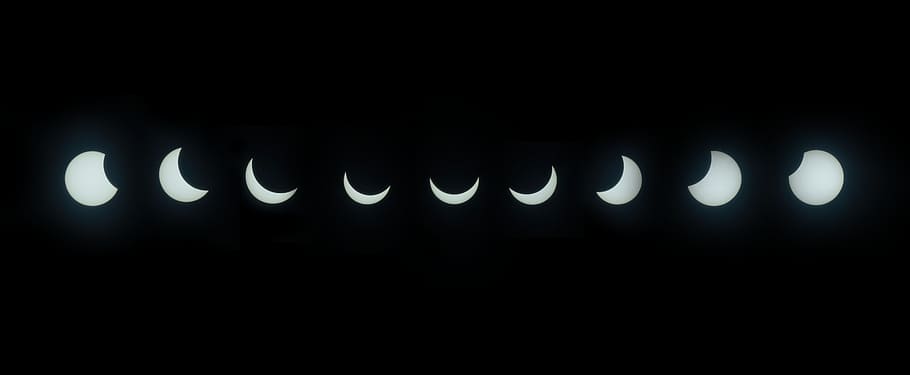 Ilustración de la fase lunar, eclipse solar, sol, espectáculo natural, apagón, fenómeno celeste, cubierta, cielo, eclipse solar terrestre, astronomía